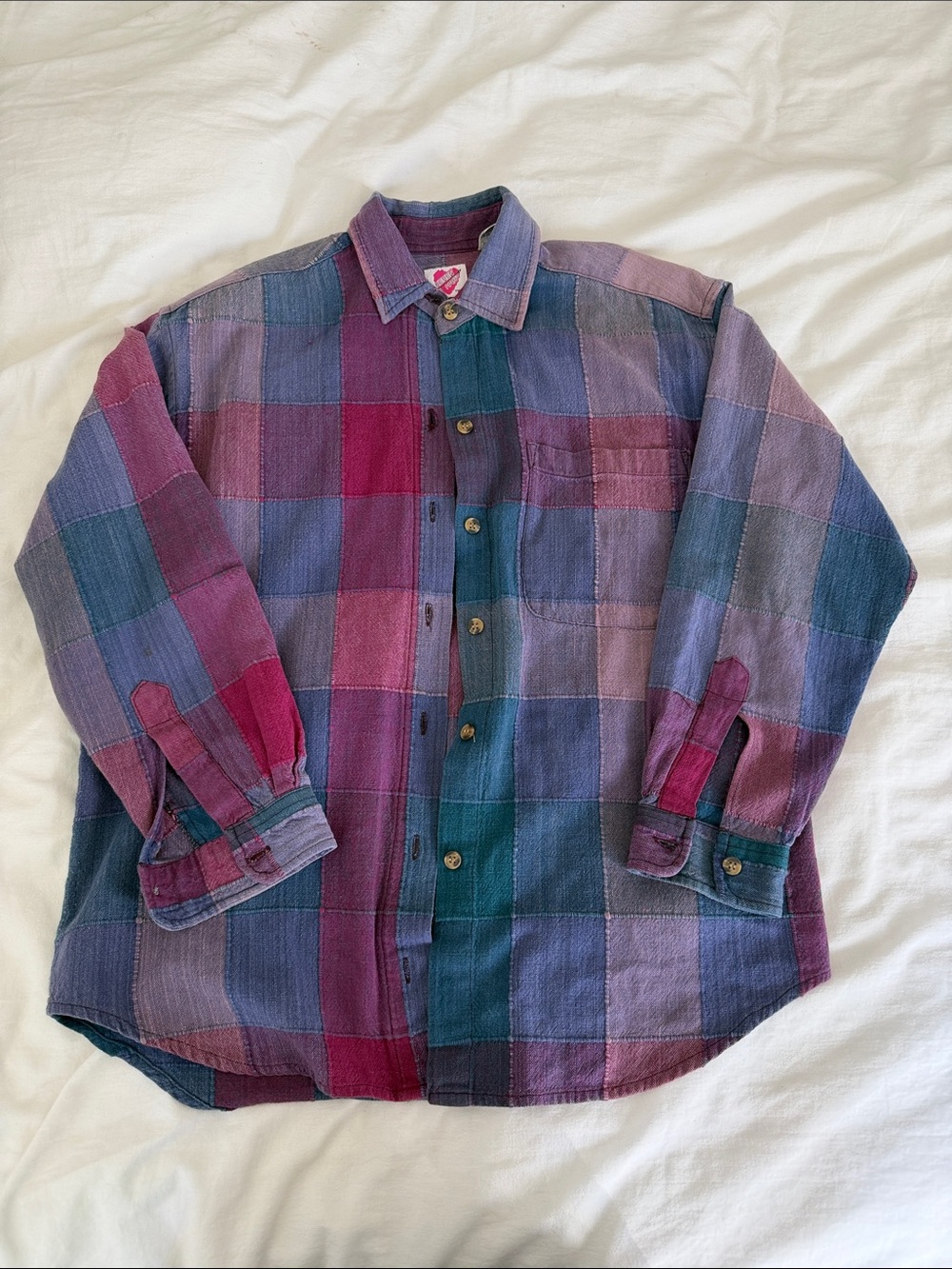 Vintage Karen Hart Pastel Plaid Flannel Shirt - Size S
